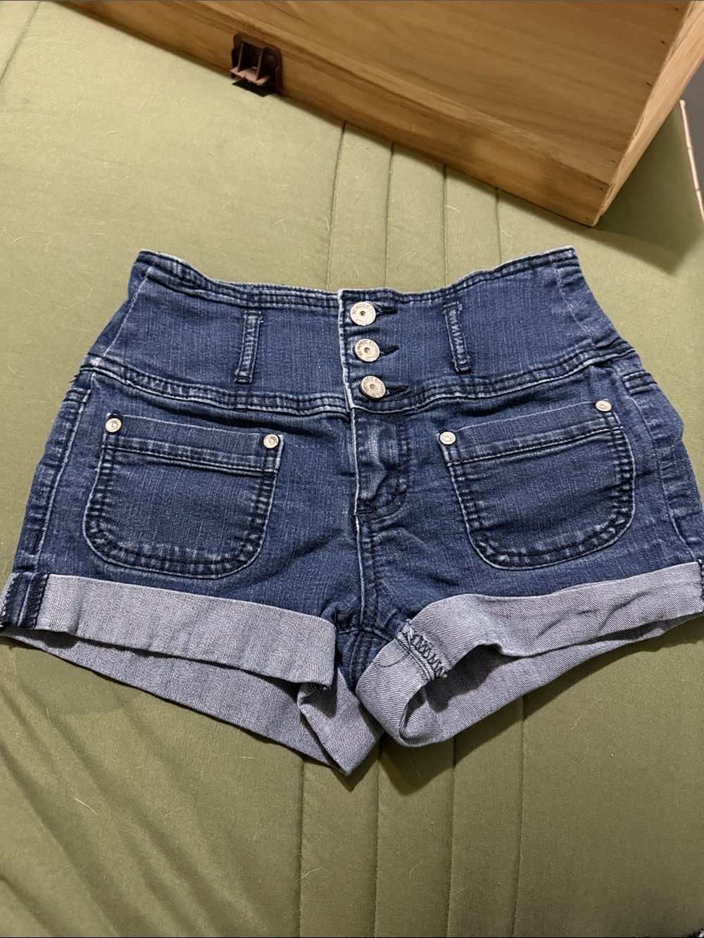 Almost Famous Dark Blue High-Waist Cuffed Denim Shorts
